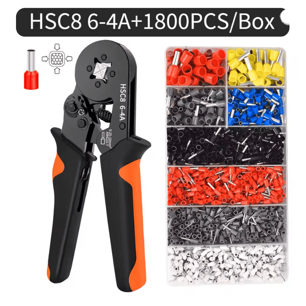 Hexagonal SelfAdjustable Ratchet Ferrule Crimping Tool Kit 237AWG 02510mm Crimper Kit With Ferrule  5