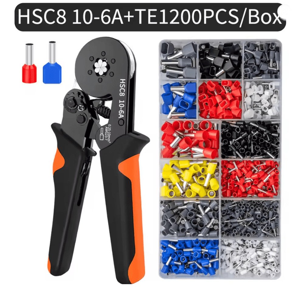 Hexagonal SelfAdjustable Ratchet Ferrule Crimping Tool Kit 237AWG 02510mm Crimper Kit With Ferrule  9