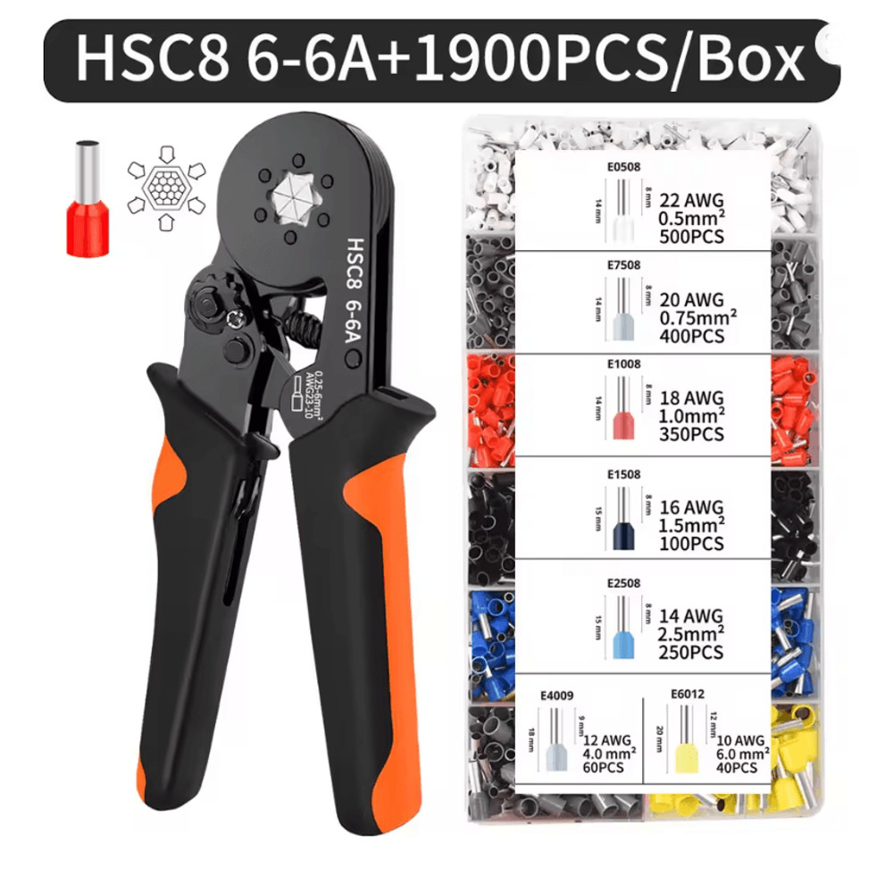 Hexagonal SelfAdjustable Ratchet Ferrule Crimping Tool Kit 237AWG 02510mm Crimper Kit With Ferrule  11