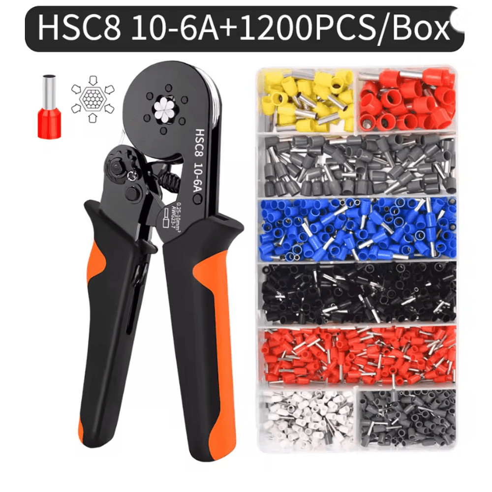 Hexagonal SelfAdjustable Ratchet Ferrule Crimping Tool Kit 237AWG 02510mm Crimper Kit With Ferrule  7