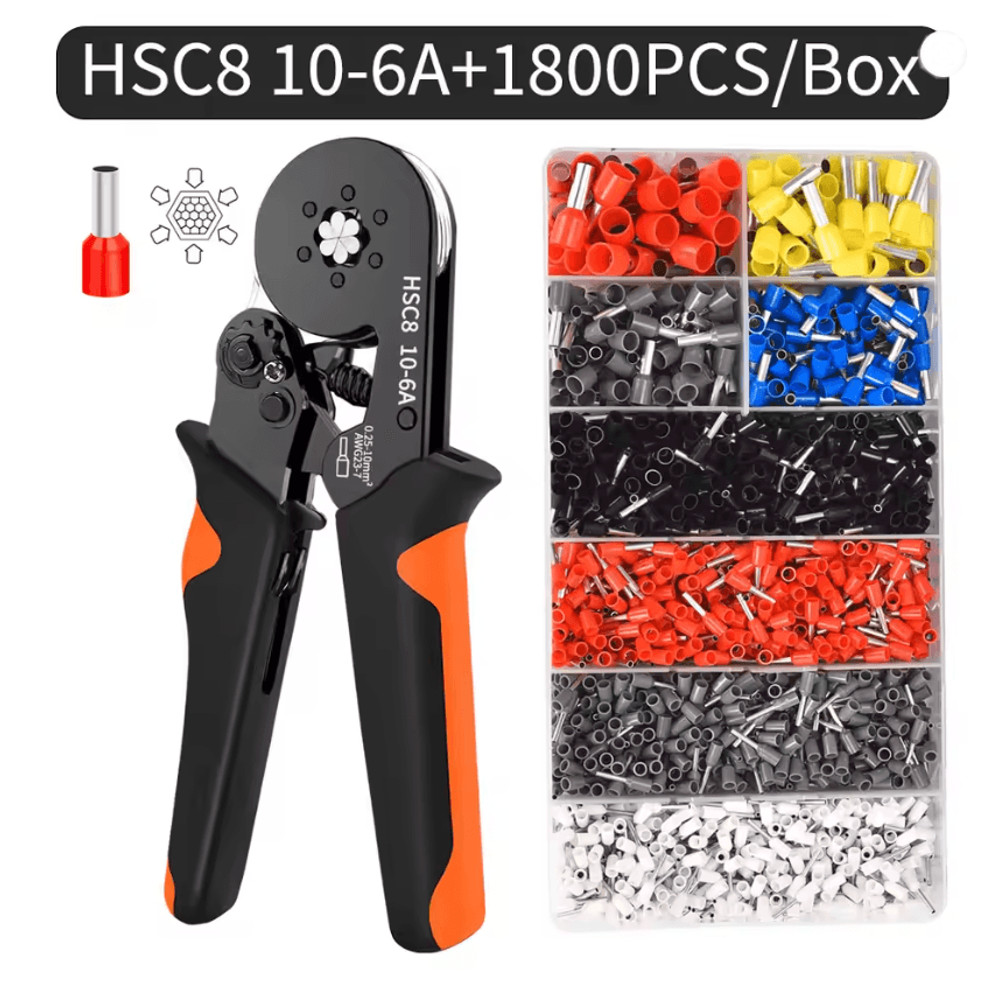 Hexagonal SelfAdjustable Ratchet Ferrule Crimping Tool Kit 237AWG 02510mm Crimper Kit With Ferrule  8
