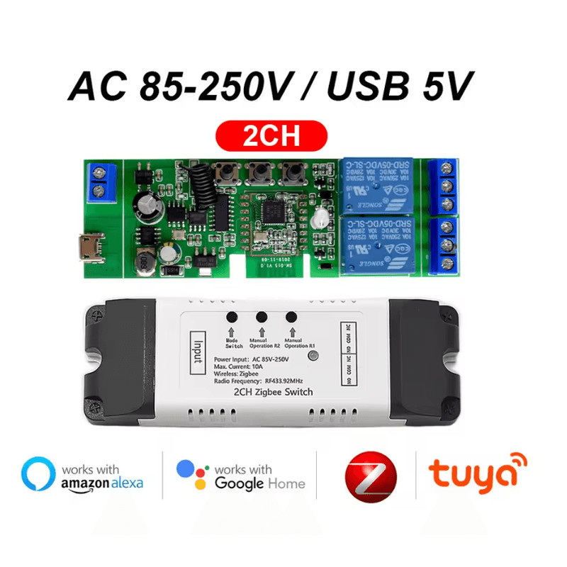 Tuya Zigbee 4Channel Smart Relay Module Dry Contact DIN Rail MultiVoltage 4