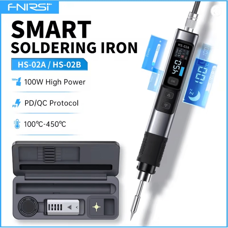 FNIRSI HS02 Smart Soldering Iron 100W With Adjustable Temperature And PD QC Fast Charging 0