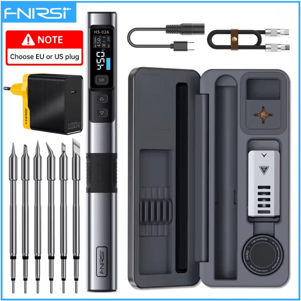FNIRSI HS02 Smart Soldering Iron 100W With Adjustable Temperature And PD QC Fast Charging 10