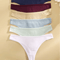 6 Pack Womens Cotton Thongs Ribbed Low Rise G String Bikini Underwear Set 3