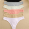 6 Pack Womens Cotton Thongs Ribbed Low Rise G String Bikini Underwear Set 4