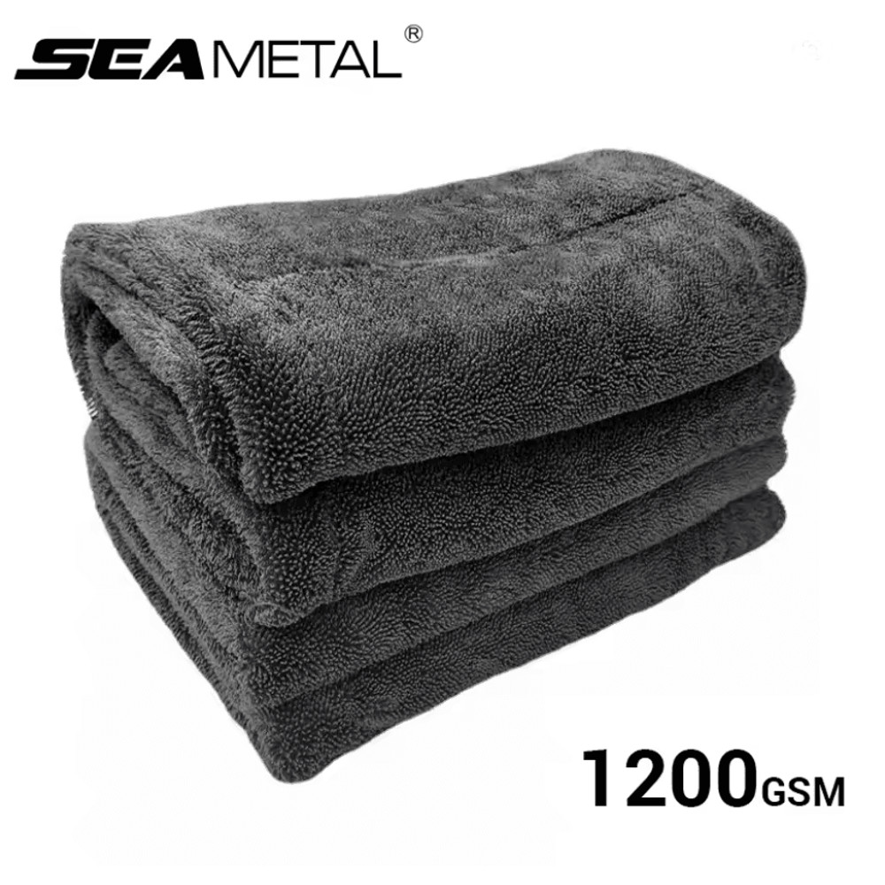 SEAMETAL 1200GSM Microfiber Car Drying Towel Ultra Absorbent DoubleSided Cleaning Cloth 0