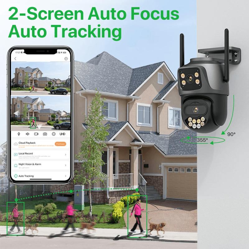 4K 8MP Dual Lens Outdoor WiFi PTZ Security Camera With Auto Tracking And Night Vision 2