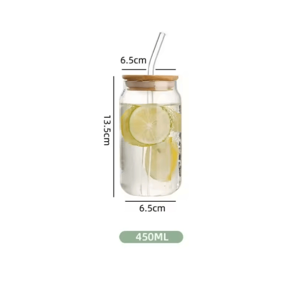 Glass Straw Cup With Wooden Lid HeatResistant Transparent Tumbler For Hot And Cold Beverages 2
