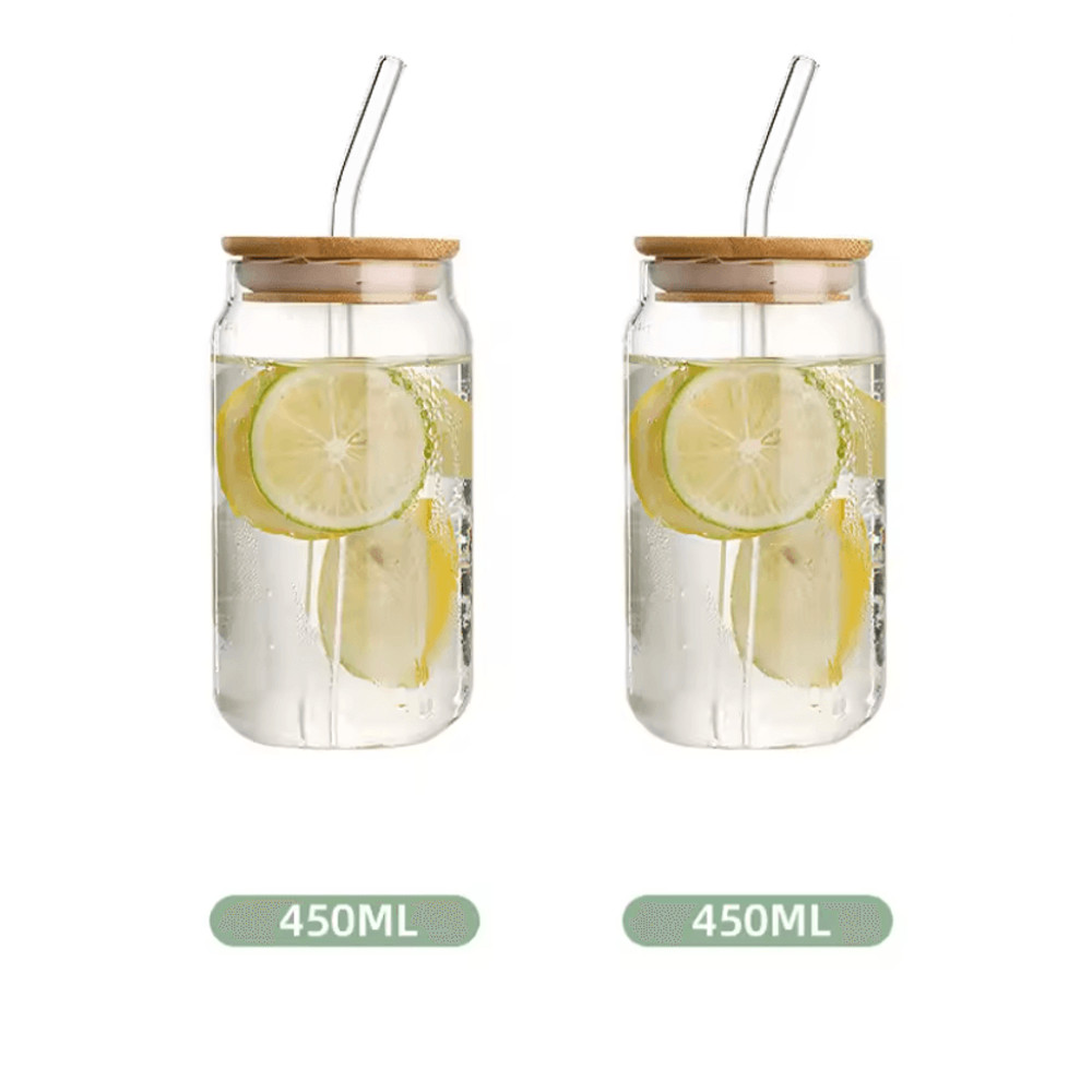 Glass Straw Cup With Wooden Lid HeatResistant Transparent Tumbler For Hot And Cold Beverages 3
