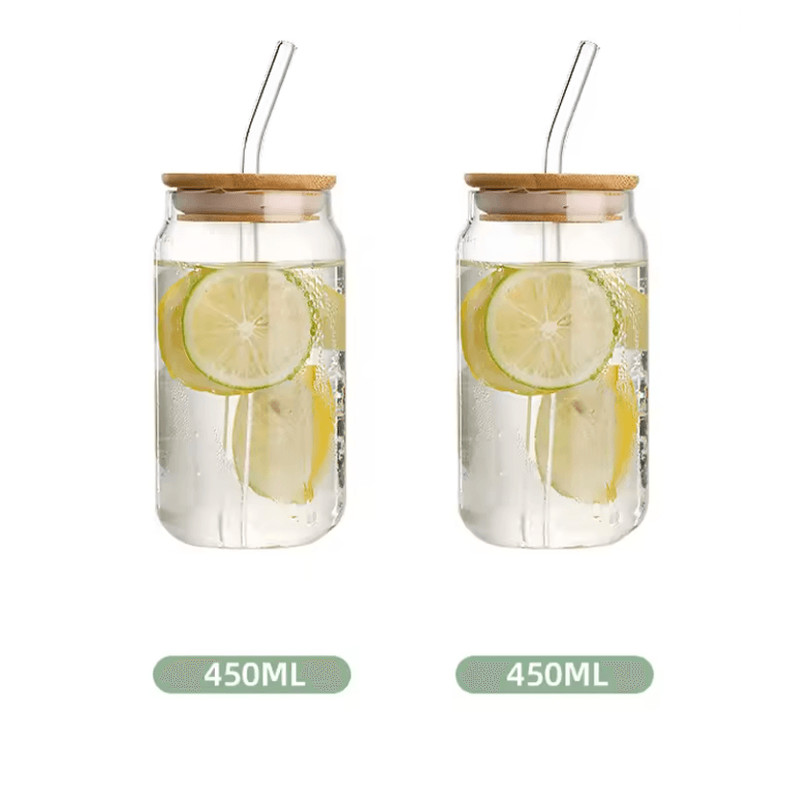 Glass Straw Cup With Wooden Lid HeatResistant Transparent Tumbler For Hot And Cold Beverages 3