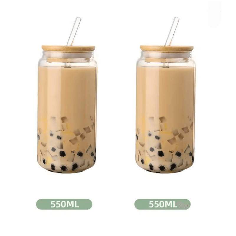 Glass Straw Cup With Wooden Lid HeatResistant Transparent Tumbler For Hot And Cold Beverages 4