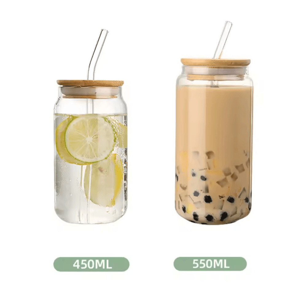 Glass Straw Cup With Wooden Lid HeatResistant Transparent Tumbler For Hot And Cold Beverages 5