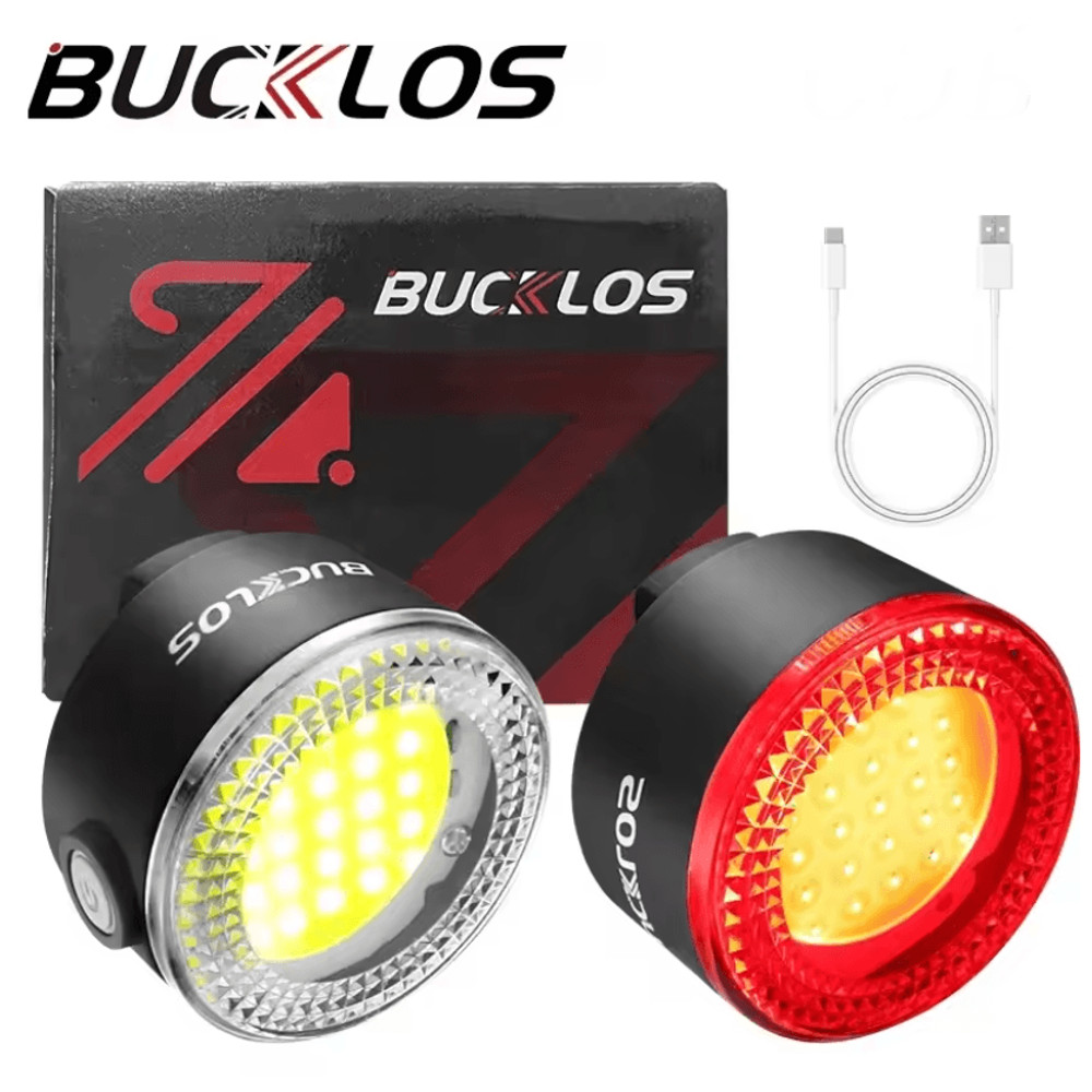 BUCKLOS Rechargeable Bike Light Set With COB LED Front And Rear Lamps 0