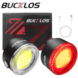 bucklos rechargeable bike light set with cob led front and rear lamps