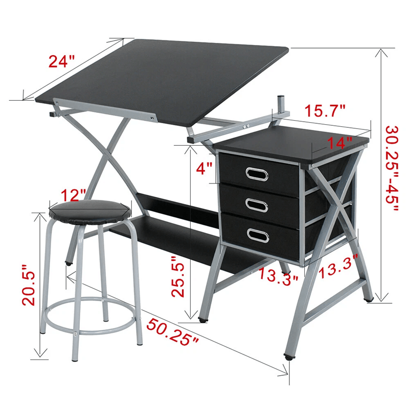Adjustable Drafting Table With Stool For Art Craft And Drawing Projects 1