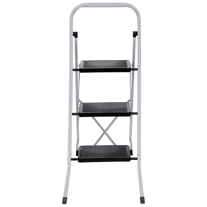 Three Step Folding Ladder With Handgrip And Wide Steps For Home Use 8