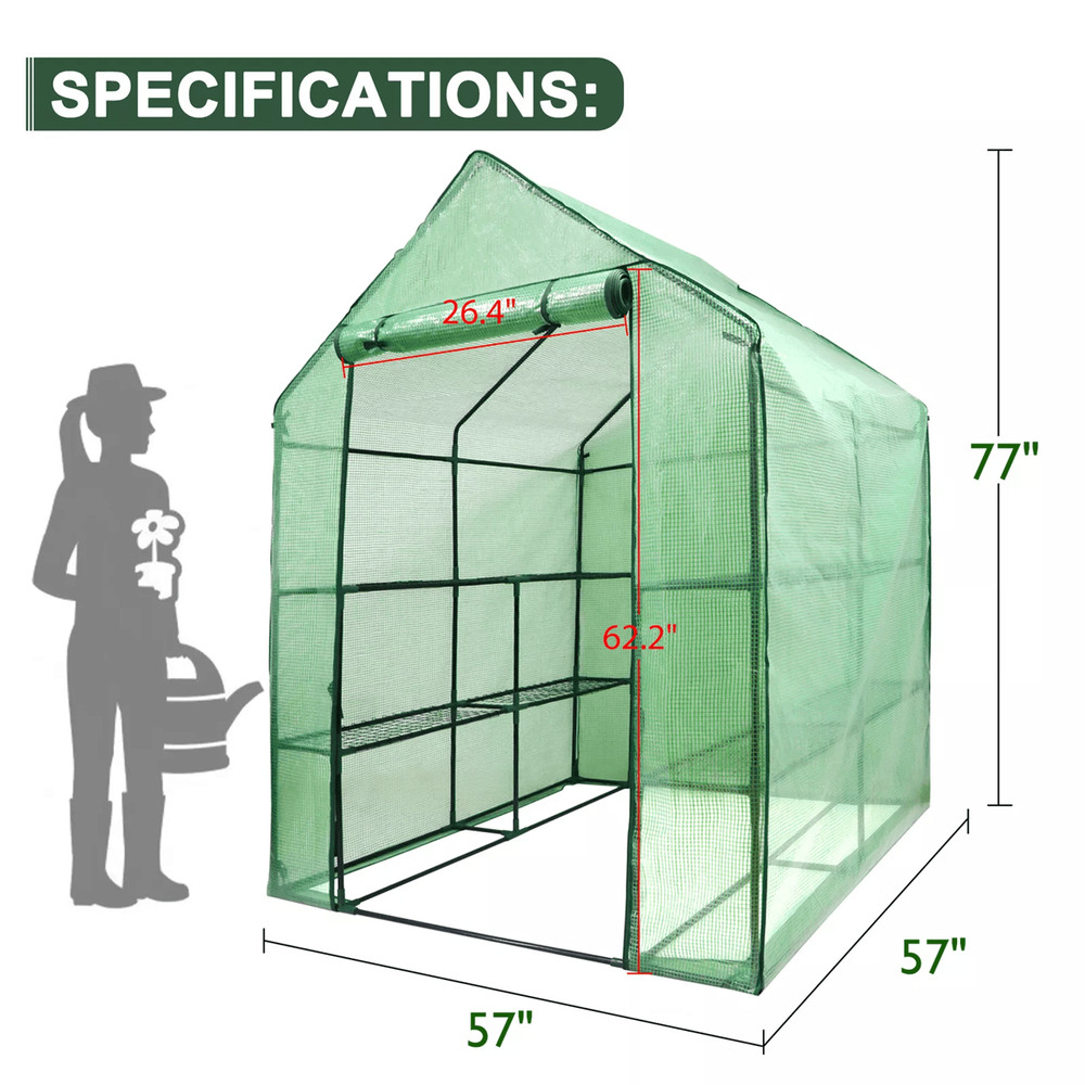 Walk In Greenhouse With 8 Shelves For Outdoor Gardening And Plant Protection 2