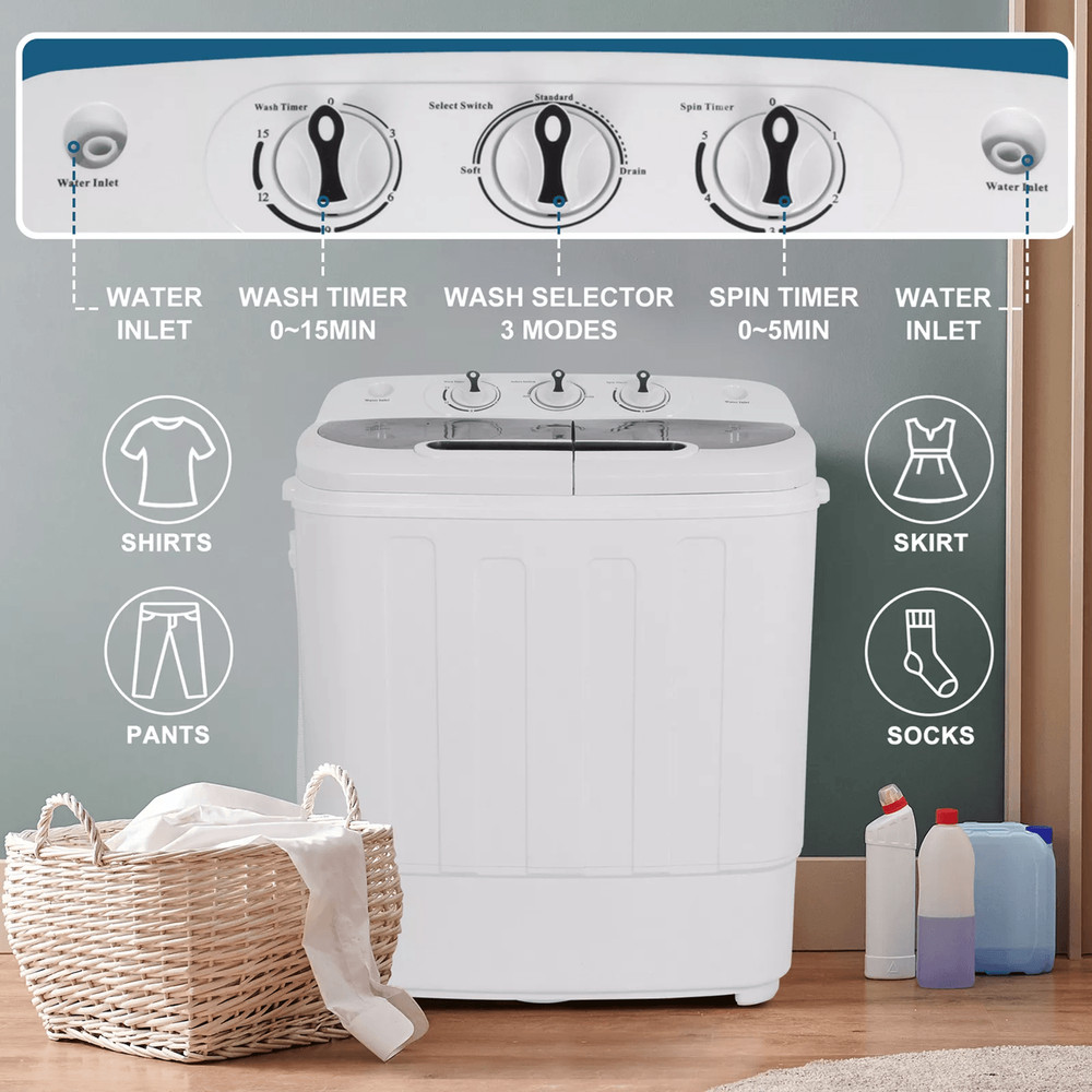 Compact Twin Tub Washing Machine With Spin Dryer Portable Laundry Solution For Apartments And RVs 1