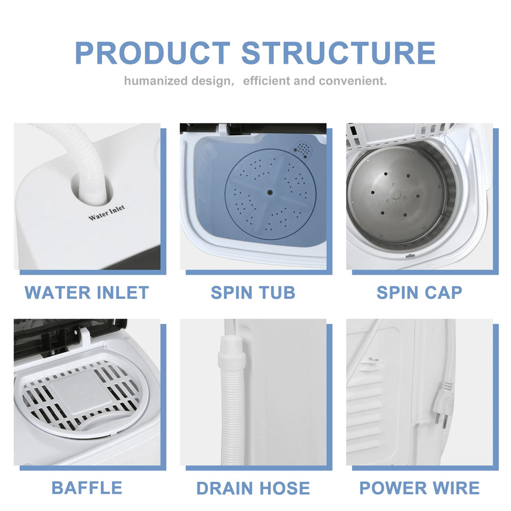 Compact Twin Tub Washing Machine With Spin Dryer Portable Laundry Solution For Apartments And RVs 3