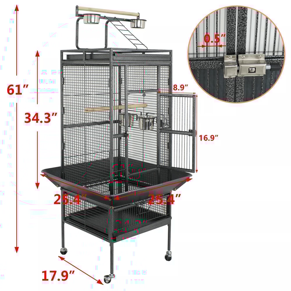 61 Inch Large Bird Cage With Play Top And Stand For Parrots Parakeets Finches And Small Birds 1