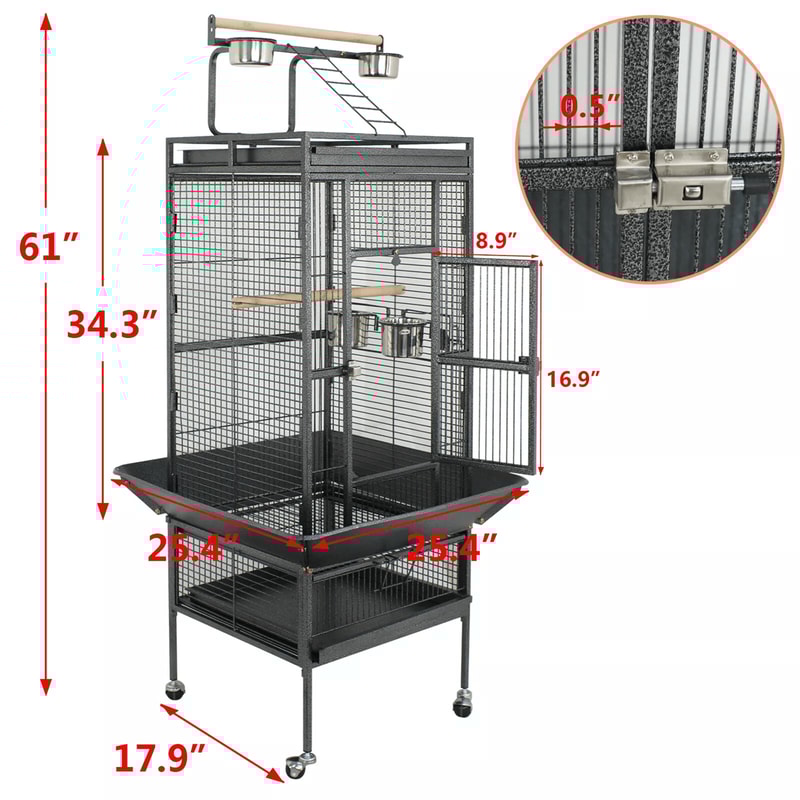 61 Inch Large Bird Cage With Play Top And Stand For Parrots Parakeets Finches And Small Birds 1