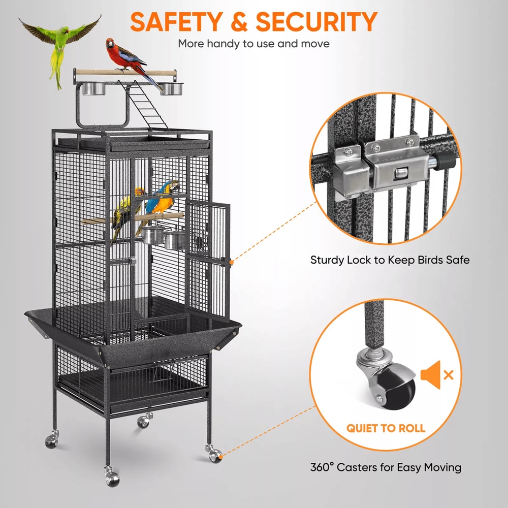 61 Inch Large Bird Cage With Play Top And Stand For Parrots Parakeets Finches And Small Birds 4