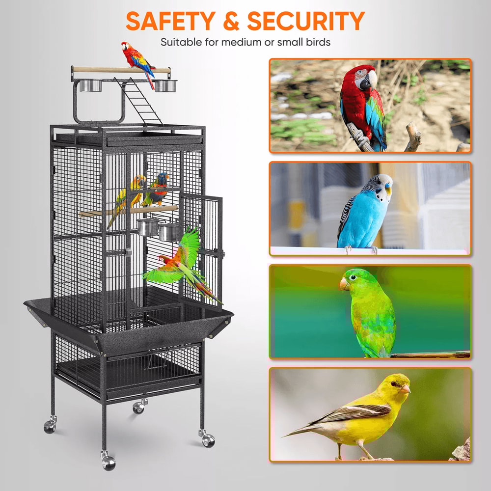 61 Inch Large Bird Cage With Play Top And Stand For Parrots Parakeets Finches And Small Birds 5