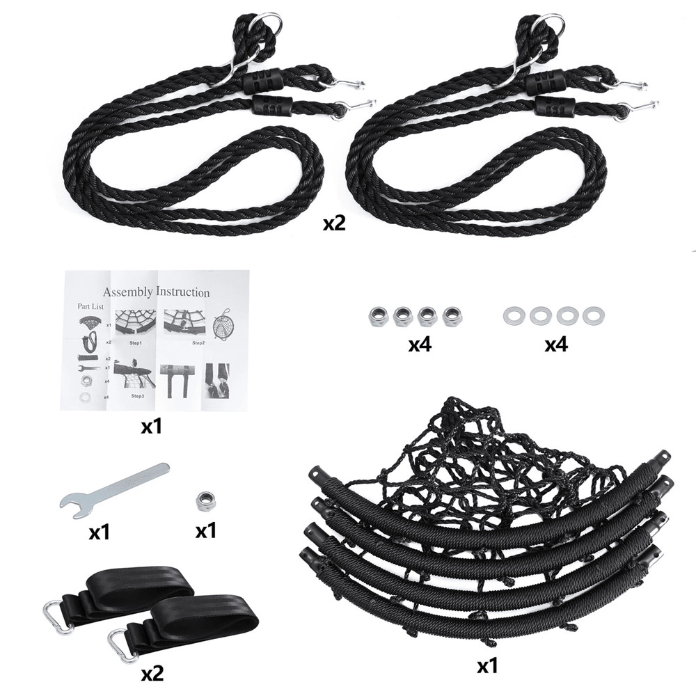 40 Inch Spider Web Tree Swing With Nylon Rope Outdoor Swing For Kids And Adults Up To 600 Pounds 3