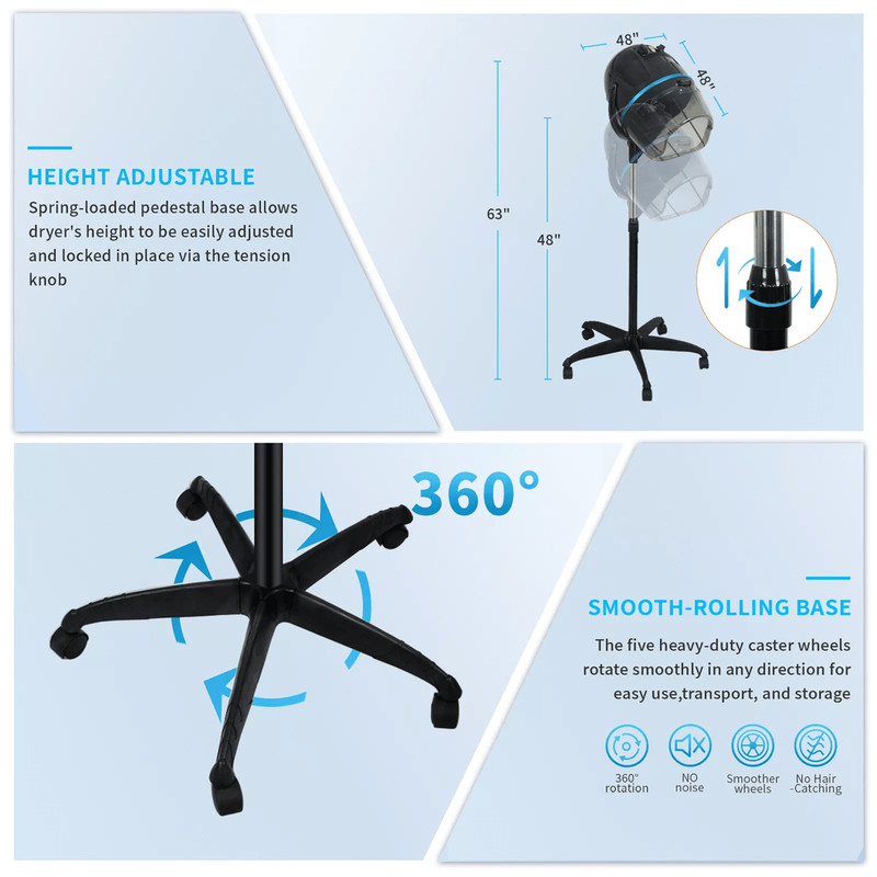 1300W Professional Hair Bonnet Dryer With Adjustable Height For Salon And Home Use 3