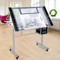 Adjustable Rolling Drafting Table With Tempered Glass Top For Art Craft And Design Workstation 5
