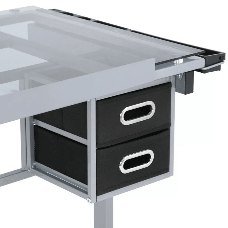 Adjustable Rolling Drafting Table With Tempered Glass Top For Art Craft And Design Workstation 6