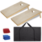 Foldable Wooden Cornhole Board Game Set With Bean Bags And Carrying Case For Backyard Fun 1