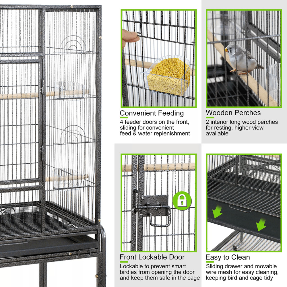 53 Inch Extra Large Bird Cage With Locking Door For Macaws Parrots Cockatoos And Finches 5