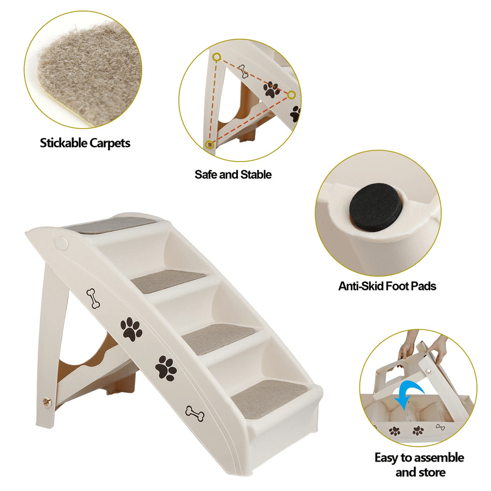 Foldable Lightweight Dog Stairs With Anti Slip Rubber Feet For Beds And Couches Up To 100 Pounds 3