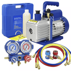 hvac vacuum pump and manifold gauge kit for r134a ac refrigerant charging and diagnostics