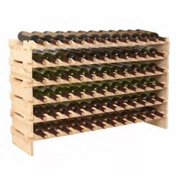 72 bottle stackable wooden wine rack with 6 tier storage shelves for home or cellar display
