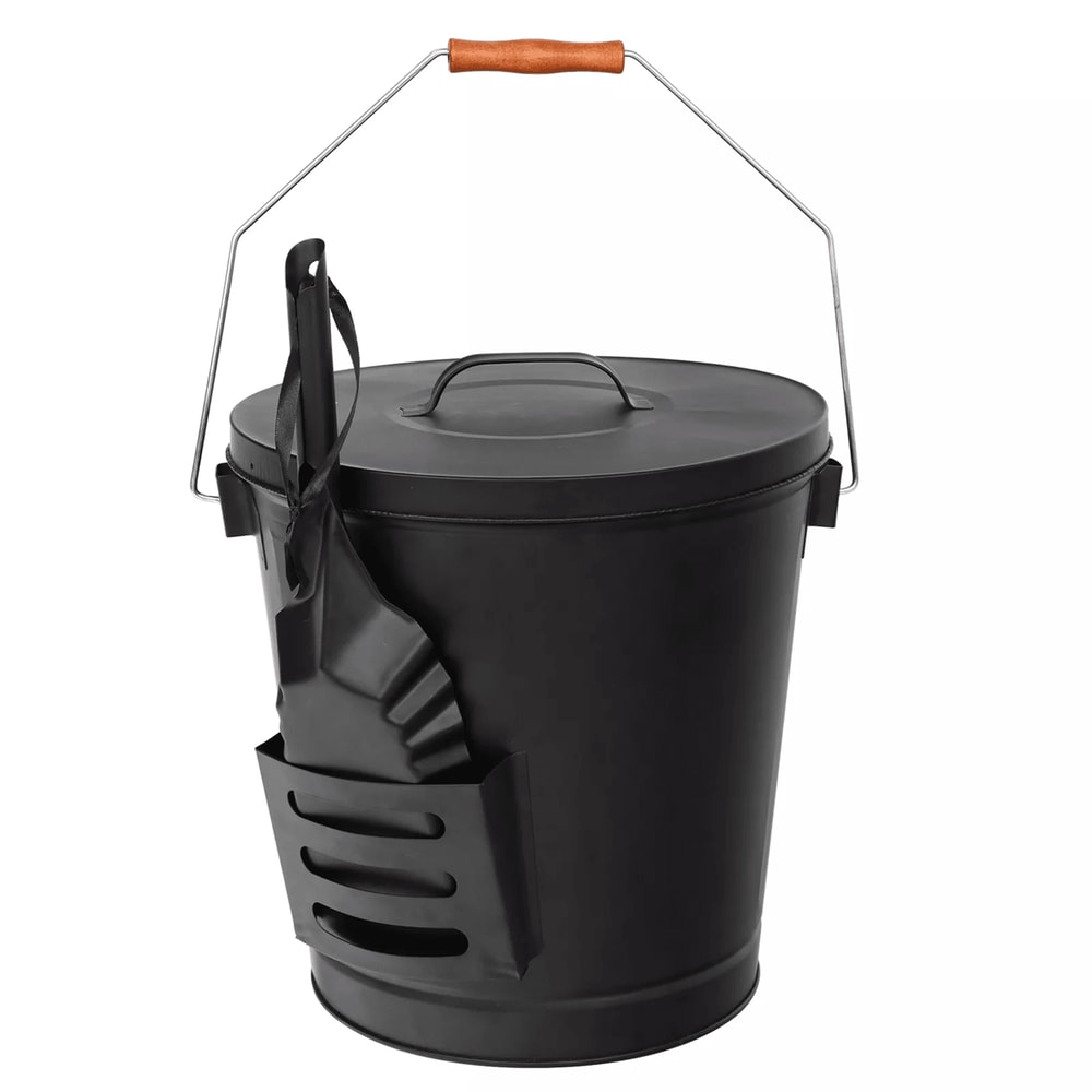 5 Gallon Fireplace Ash Bucket With Lid And Shovel For HeatResistant Storage And Clean Up 1