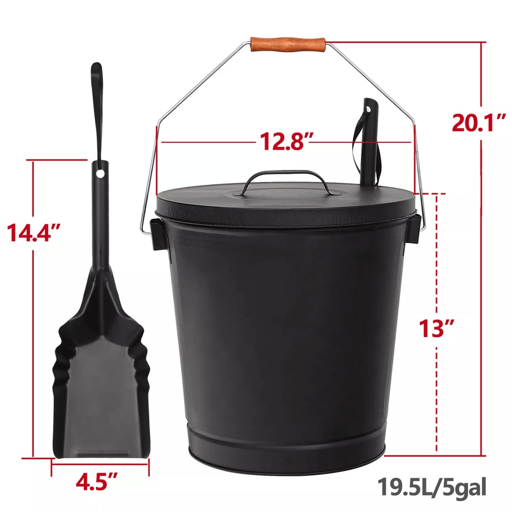 5 Gallon Fireplace Ash Bucket With Lid And Shovel For HeatResistant Storage And Clean Up 2