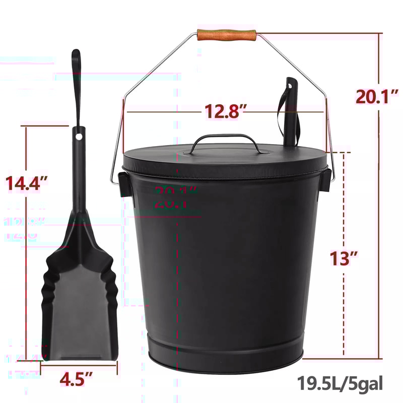 5 Gallon Fireplace Ash Bucket With Lid And Shovel For HeatResistant Storage And Clean Up 2