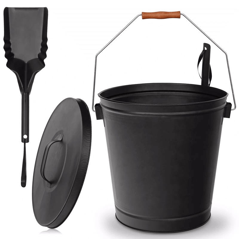 5 Gallon Fireplace Ash Bucket With Lid And Shovel For HeatResistant Storage And Clean Up 4