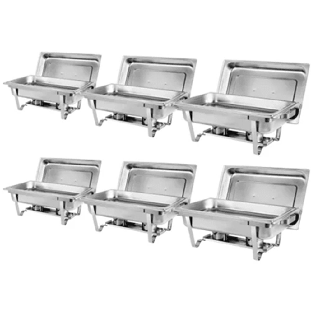 6 Pack Full Size Stainless Steel Chafing Dishes For Catering And Buffet Service 0