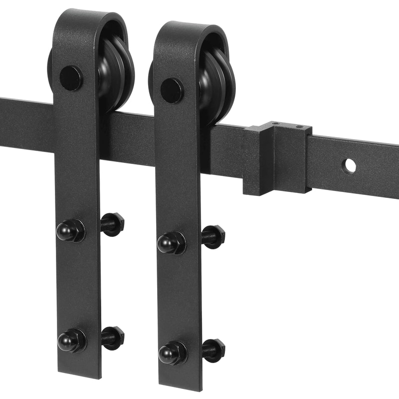 66 FT Sliding Barn Door Hardware Kit Black Steel Track For Interior Wood Doors 1