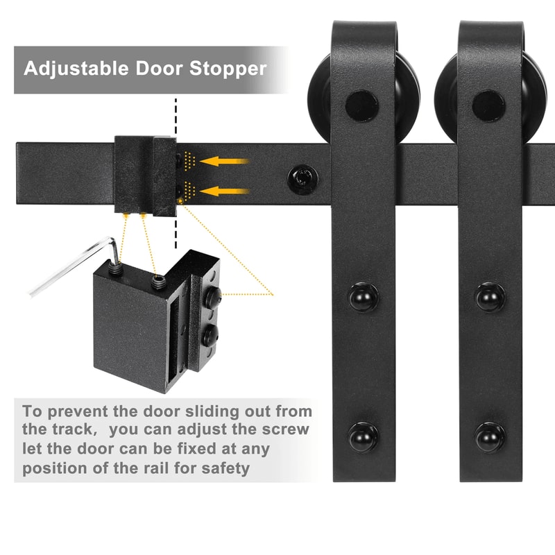 66 FT Sliding Barn Door Hardware Kit Black Steel Track For Interior Wood Doors 2