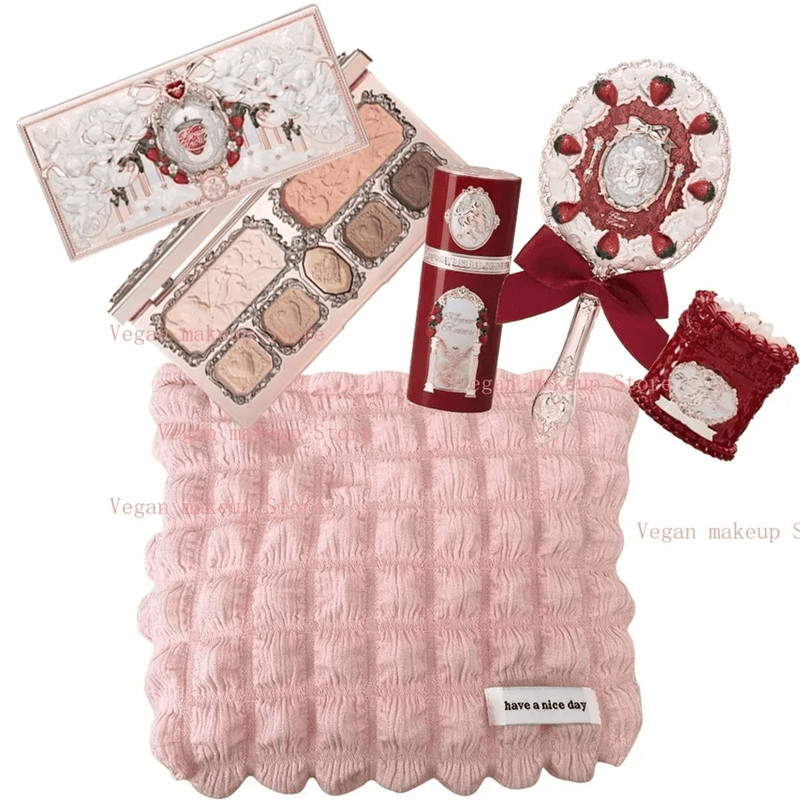 Flower Knows Strawberry Cupid Makeup Kit With Face Palette Blush Eyeshadow Lip Cream And Solid Perf 2