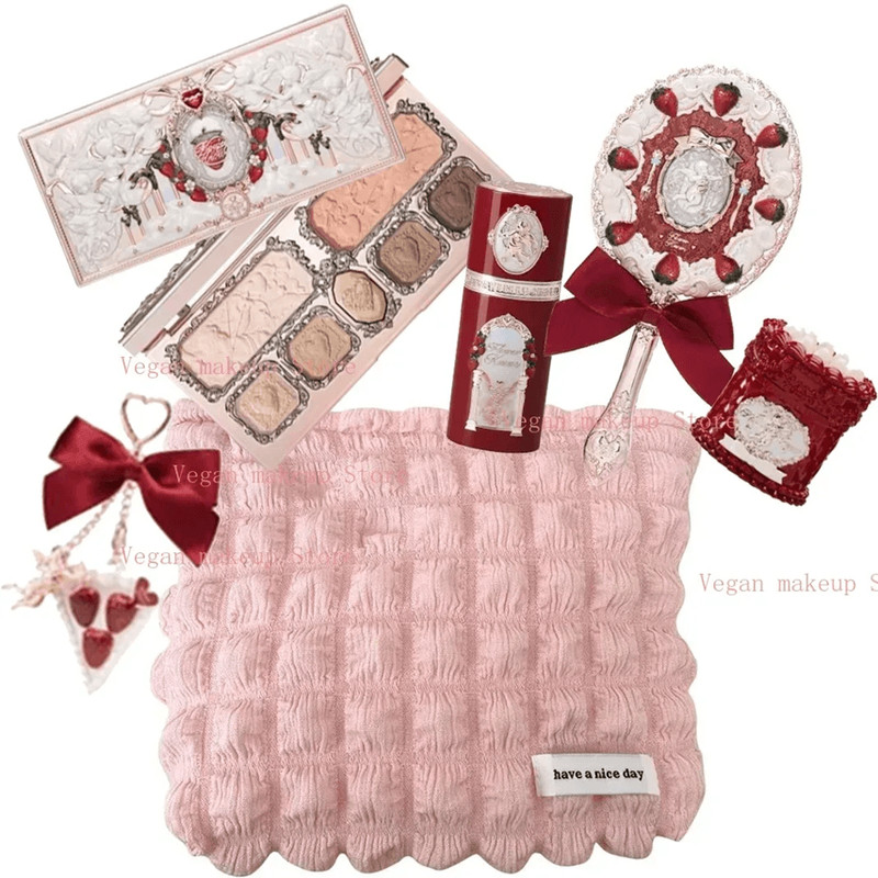 Flower Knows Strawberry Cupid Makeup Kit With Face Palette Blush Eyeshadow Lip Cream And Solid Perf 4
