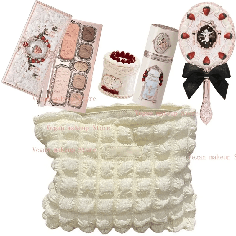 Flower Knows Strawberry Cupid Makeup Kit With Face Palette Blush Eyeshadow Lip Cream And Solid Perf 1