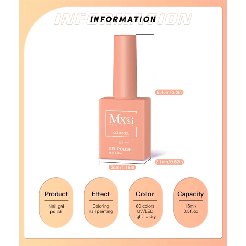 MXSI 60 Color UV Gel Nail Polish Set 15ml Glitter Soak Off Semi Permanent Varnish 1