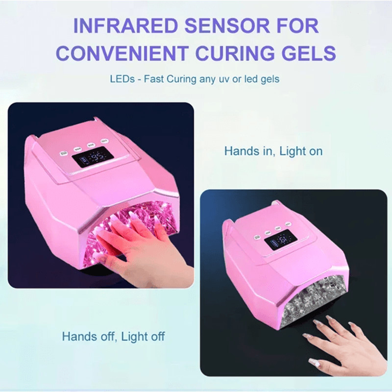 98W Cordless UV LED Nail Lamp  FastCuring Gel Dryer With Mirror Finish 2