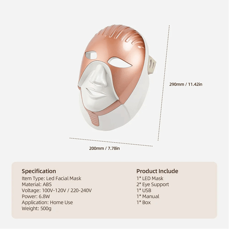 Wireless 7Color LED Face And Neck Therapy Mask For AntiAging Skin Rejuvenation 1